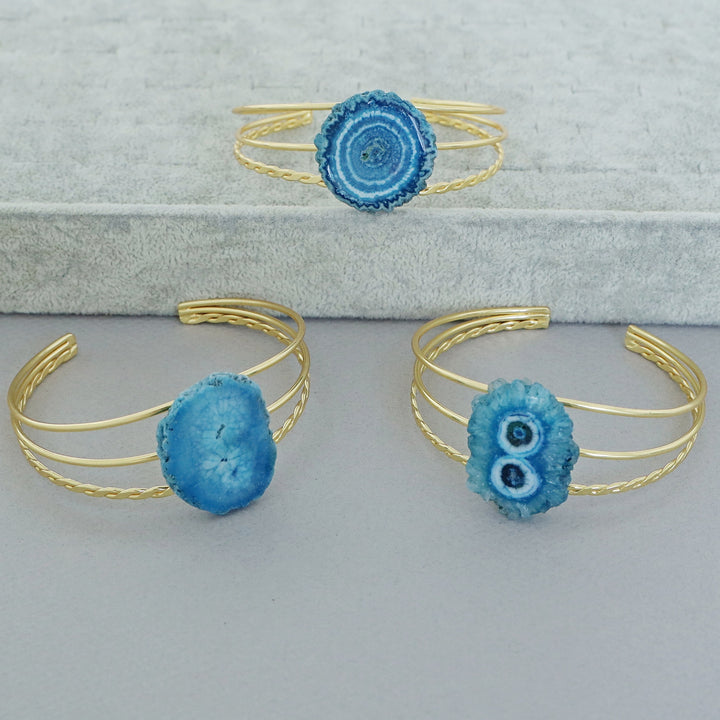 Golden 3 Layer Agate Stone Bangle