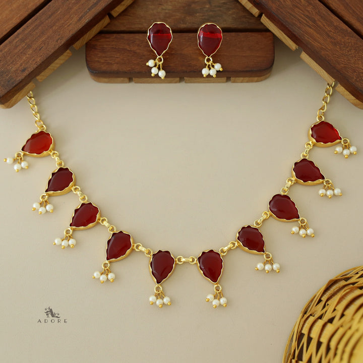 Drazila Glossy Drop Pearl Neckpiece With Earring