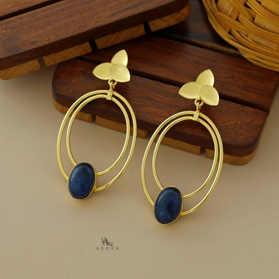 Ameya Tri Leaf Dual Oval Glossy Earring