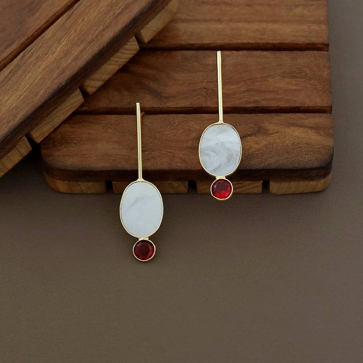 Lirisha Golden Stick MOP And Glossy Earring