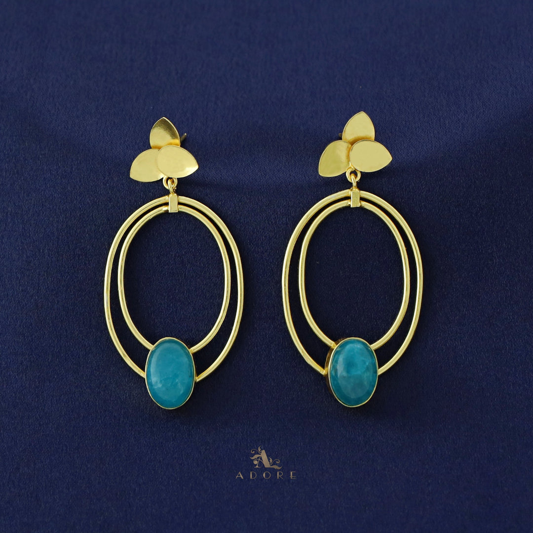 Ameya Tri Leaf Dual Oval Glossy Earring