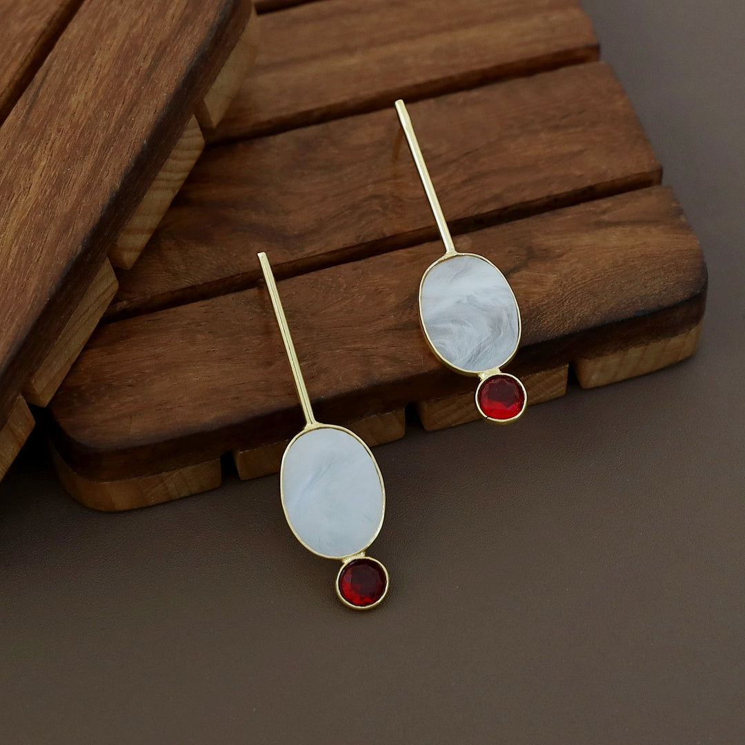Lirisha Golden Stick MOP And Glossy Earring