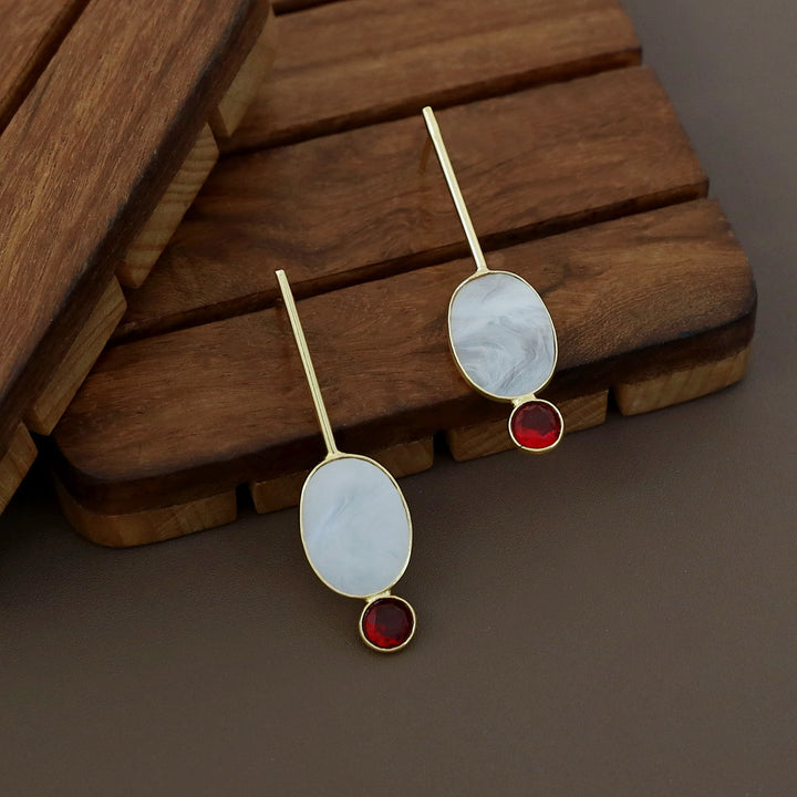Lirisha Golden Stick MOP And Glossy Earring