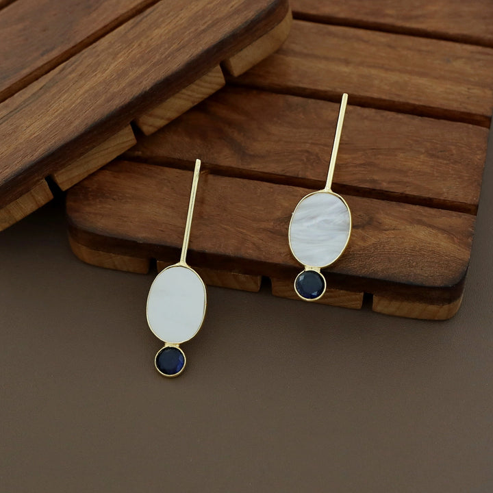 Lirisha Golden Stick MOP And Glossy Earring