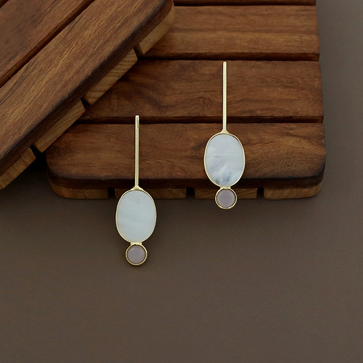 Lirisha Golden Stick MOP And Glossy Earring