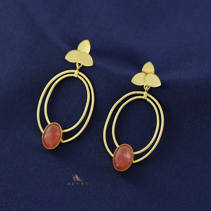 Ameya Tri Leaf Dual Oval Glossy Earring