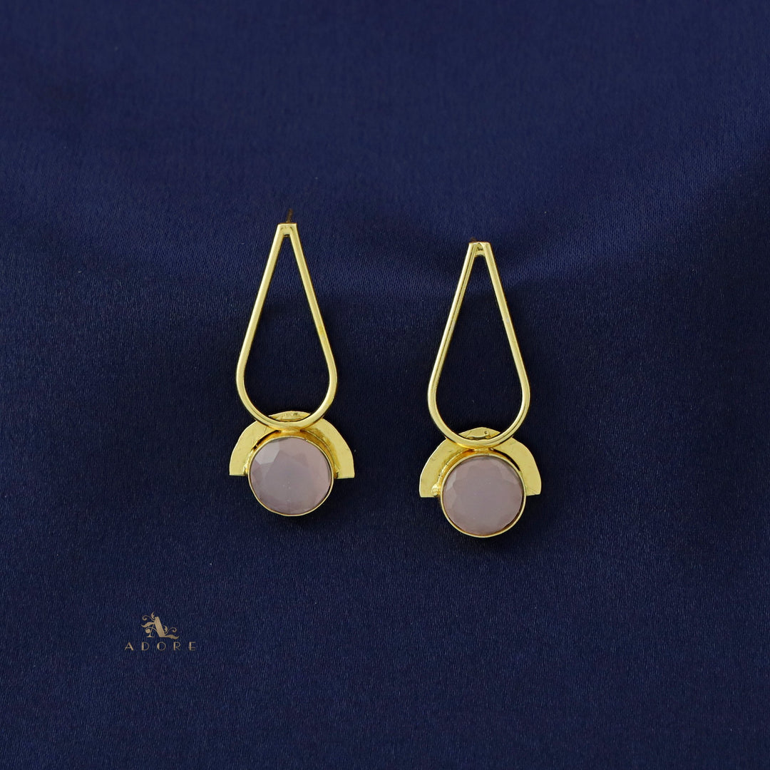 Golden Drop + Semi Circle Glossy Earring