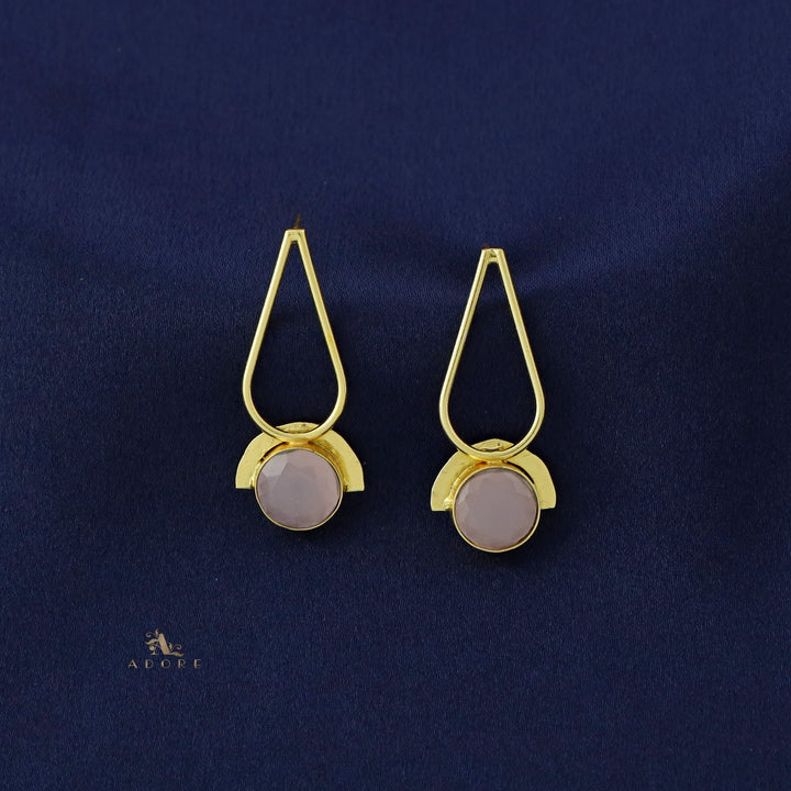 Golden Drop + Semi Circle Glossy Earring