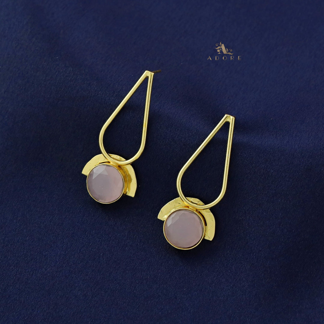 Golden Drop + Semi Circle Glossy Earring