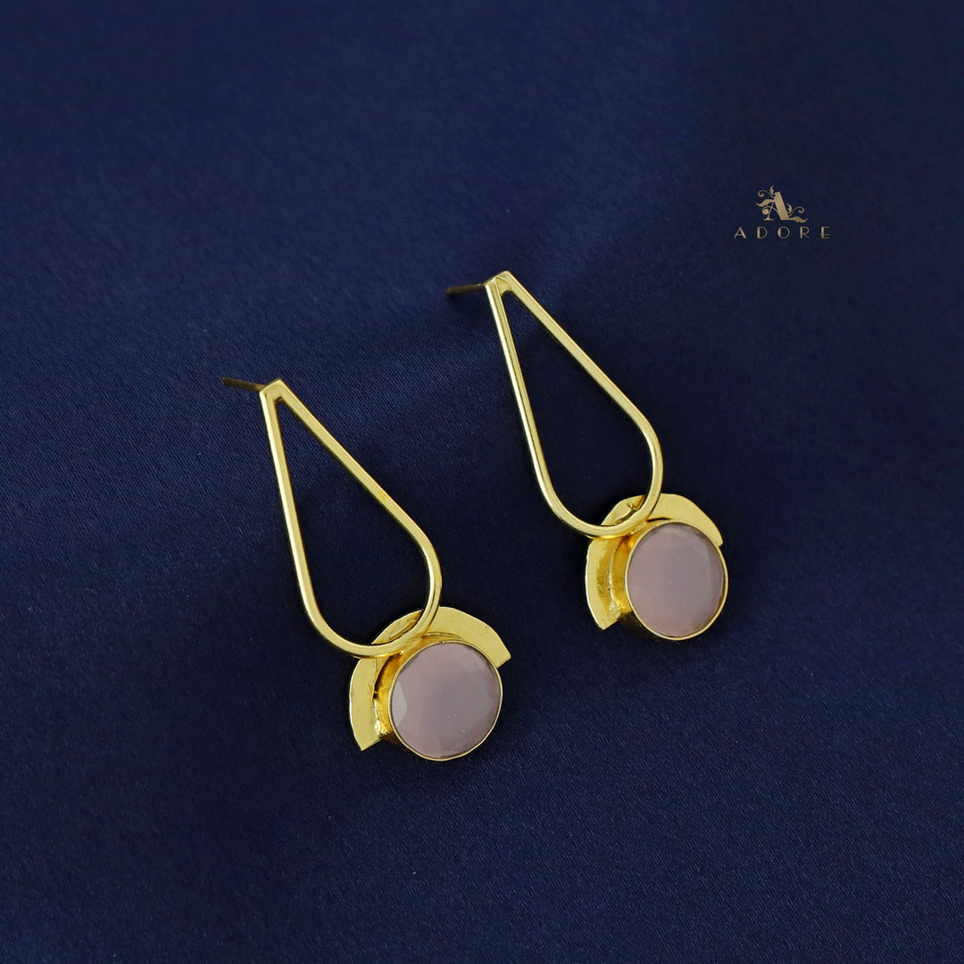 Golden Drop + Semi Circle Glossy Earring