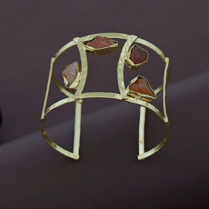 Connie Golden Hammered 2 Layer Raw Stone Bangle