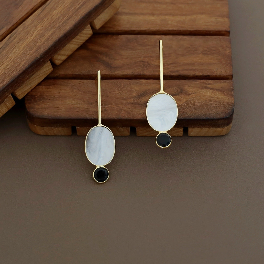 Lirisha Golden Stick MOP And Glossy Earring