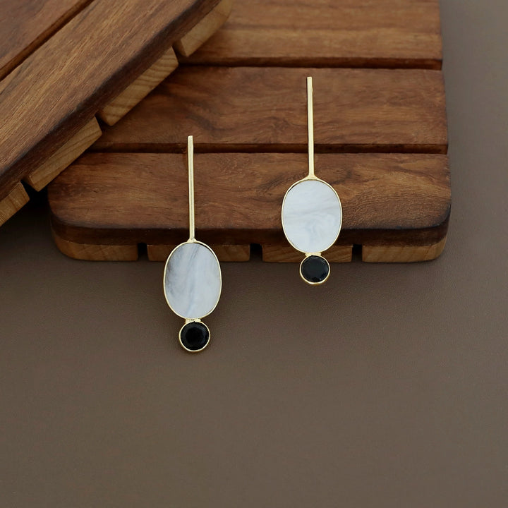 Lirisha Golden Stick MOP And Glossy Earring