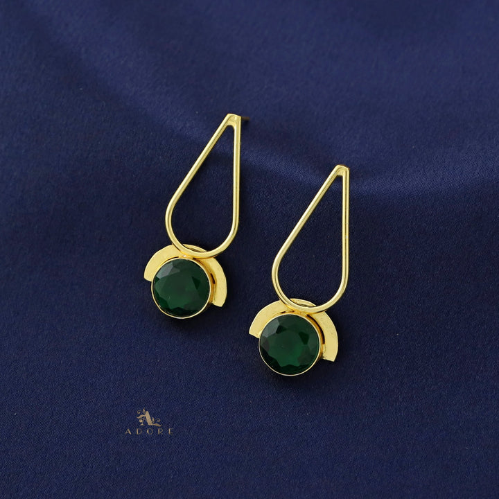 Golden Drop + Semi Circle Glossy Earring