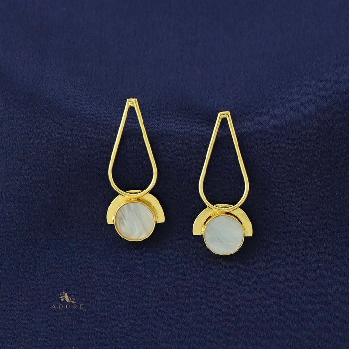 Golden Drop + Semi Circle Glossy Earring