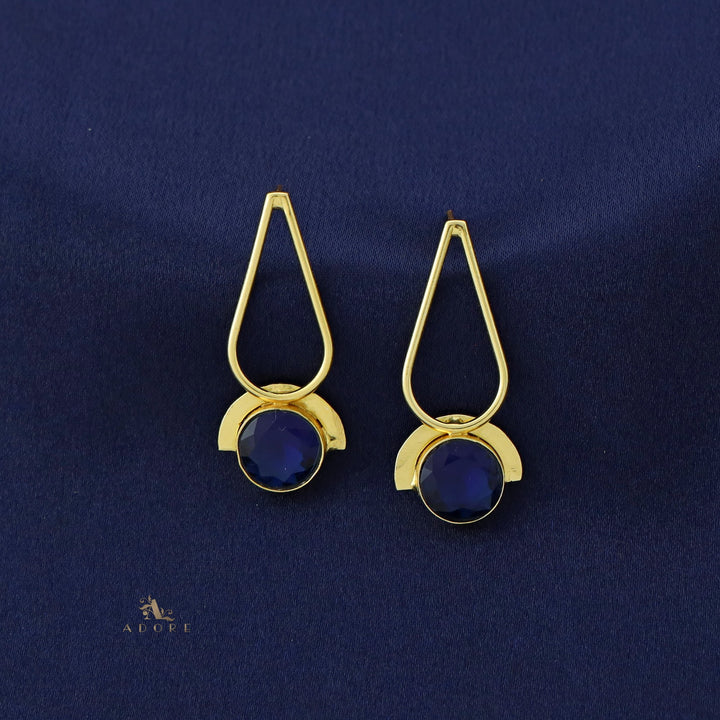 Golden Drop + Semi Circle Glossy Earring