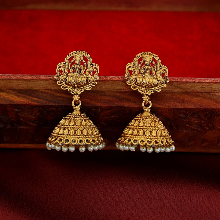Layered Pearl Lakshmi Haram Neckpiece With Earring
