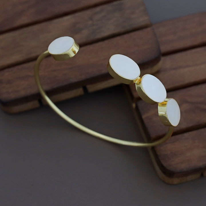 Golden 4 Oval MOP Front Open Bangle