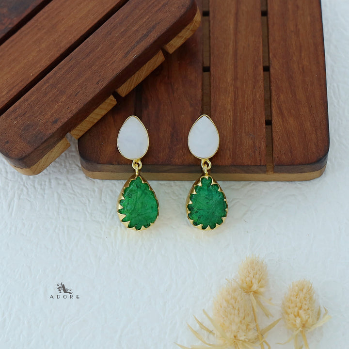 Dual Drop MOP Dyed Stone Earring