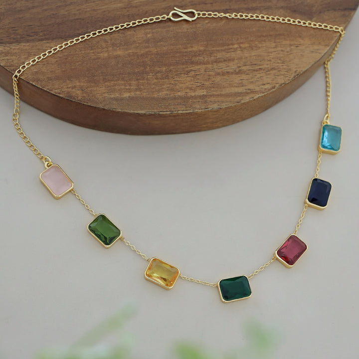 Lilith Glossy Rectangle 7 Stone Neckpiece