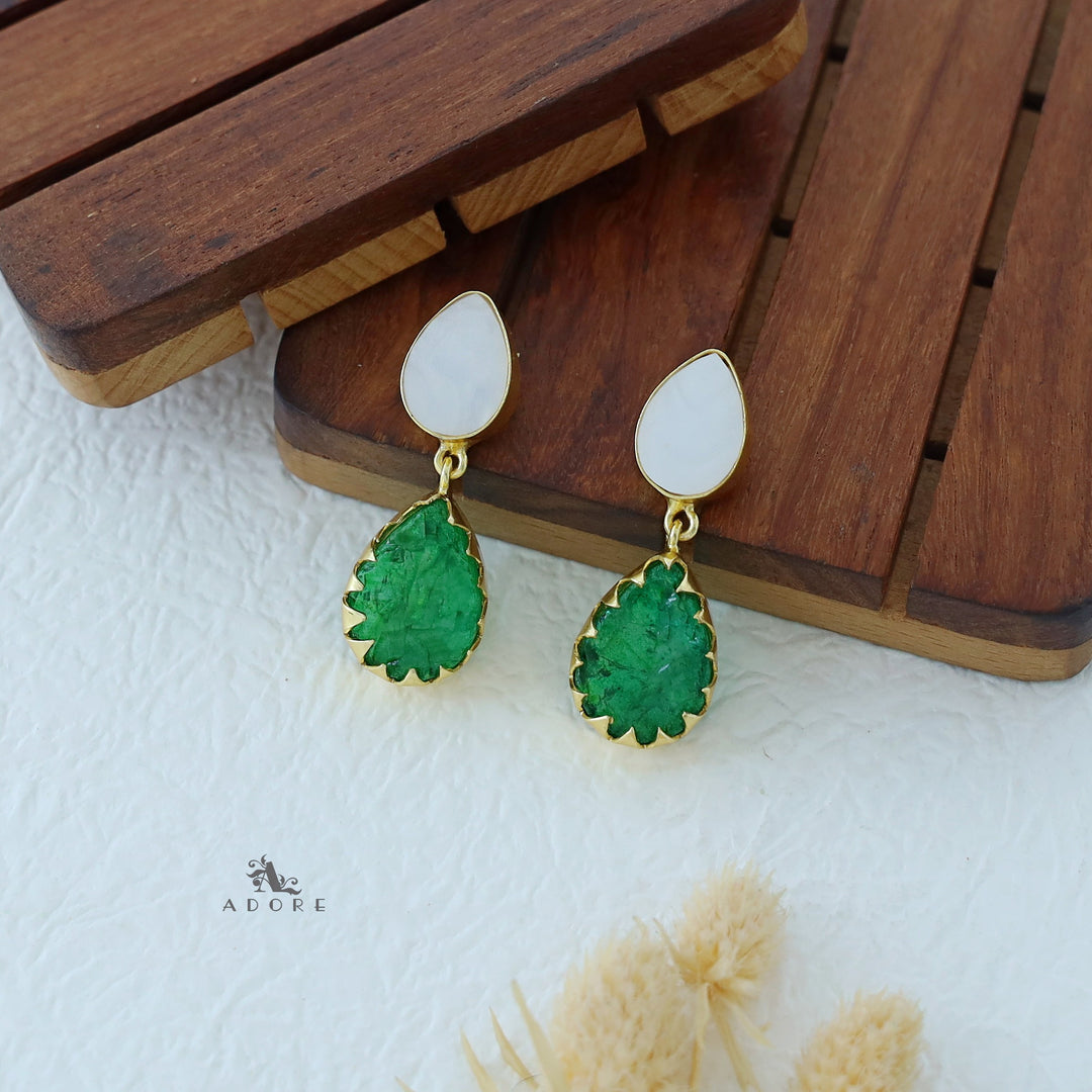 Dual Drop MOP Dyed Stone Earring