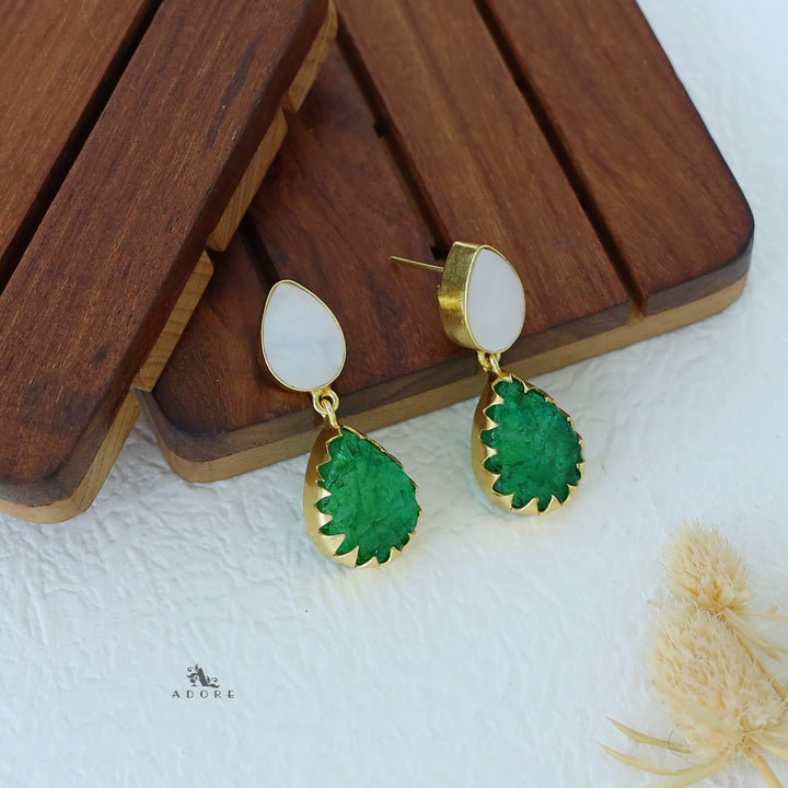 Dual Drop MOP Dyed Stone Earring