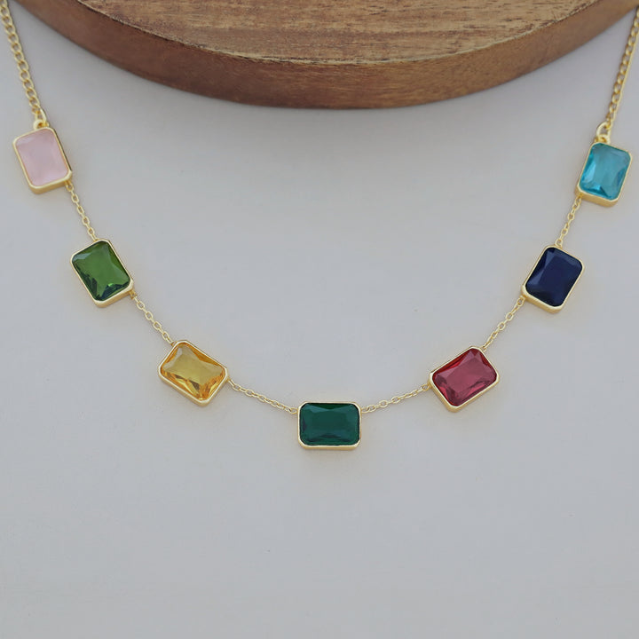 Lilith Glossy Rectangle 7 Stone Neckpiece