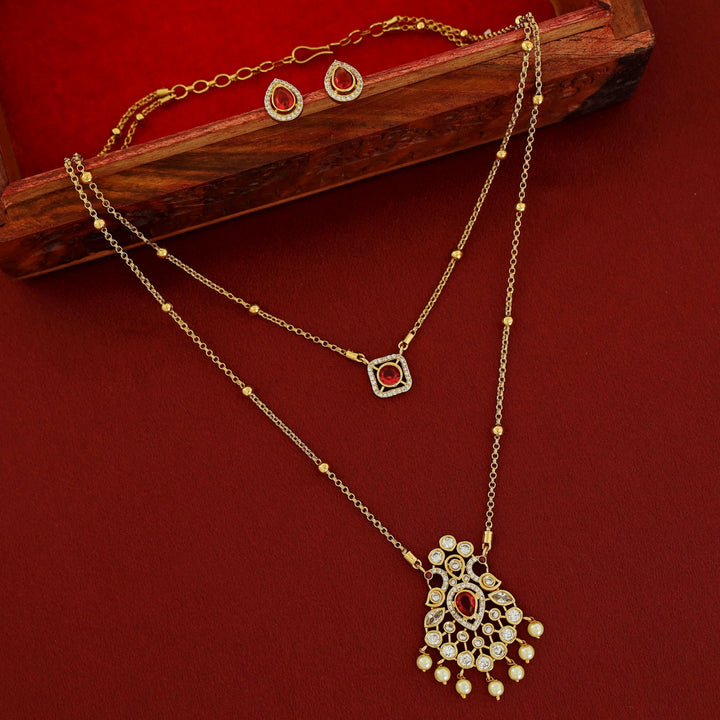 Sriddhi Two Layer Cluster Pearl Neckpiece With Earring