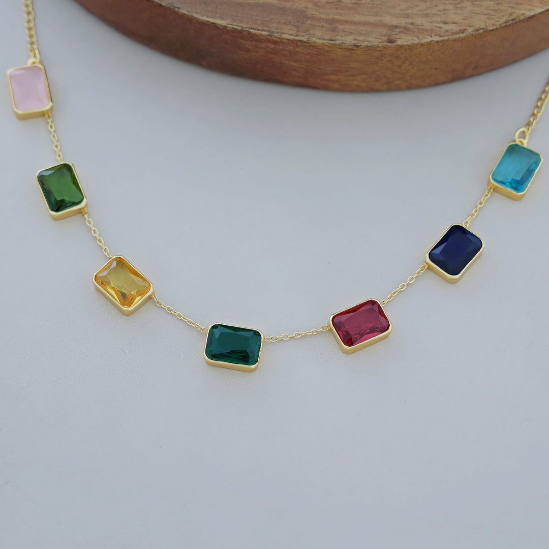Lilith Glossy Rectangle 7 Stone Neckpiece