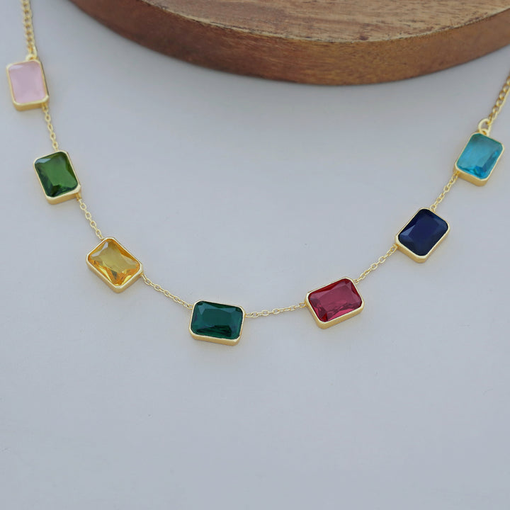 Lilith Glossy Rectangle 7 Stone Neckpiece