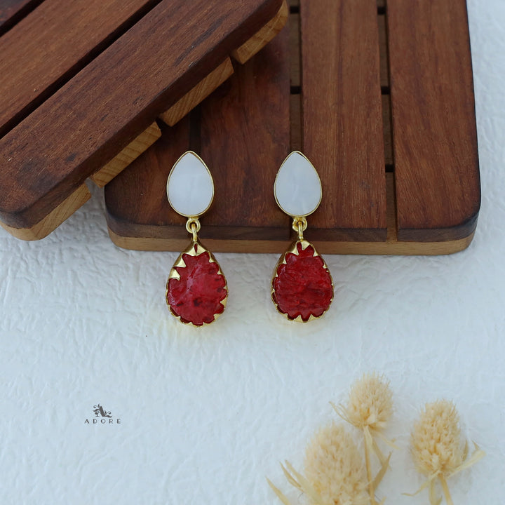 Dual Drop MOP Dyed Stone Earring