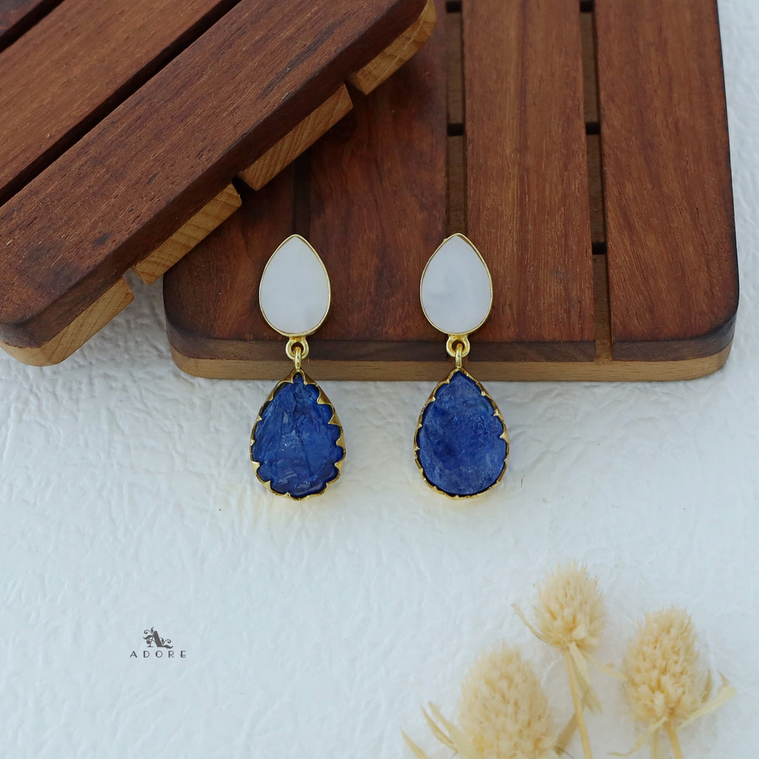 Dual Drop MOP Dyed Stone Earring