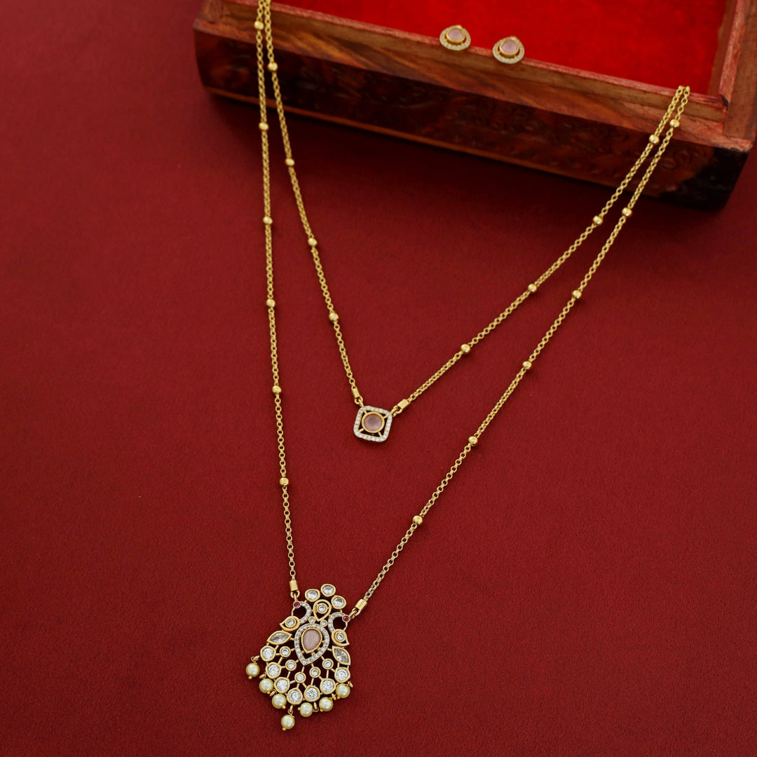 Sriddhi Two Layer Cluster Pearl Neckpiece With Earring