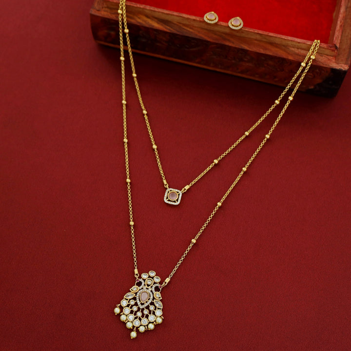 Sriddhi Two Layer Cluster Pearl Neckpiece With Earring