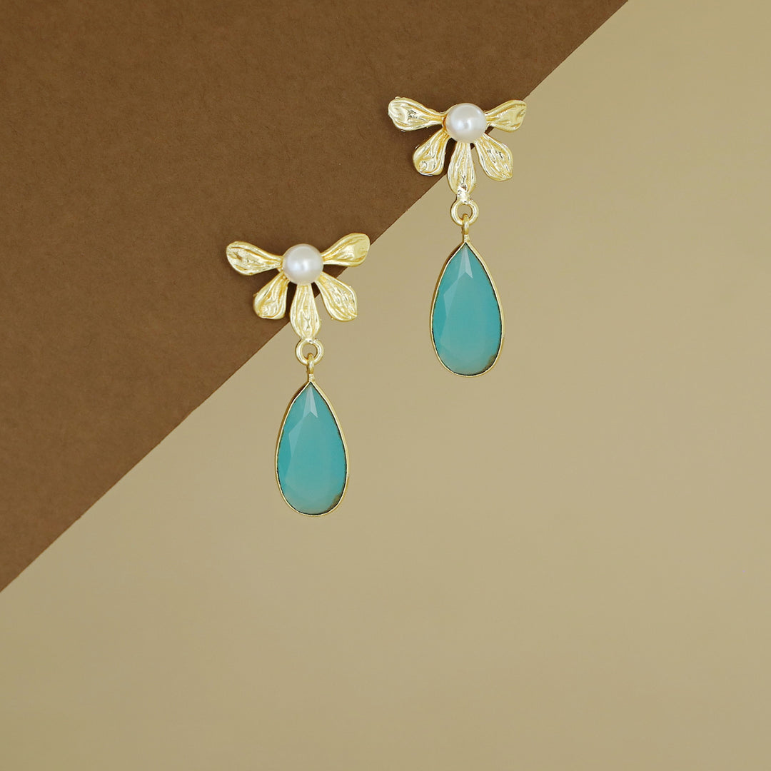 Bonnie Golden Half Flower Glossy Drop Earring