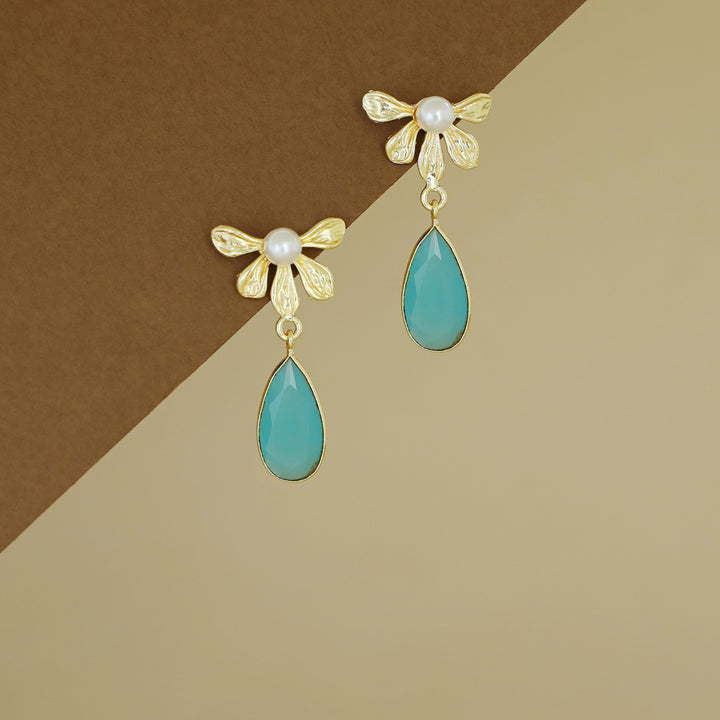Bonnie Golden Half Flower Glossy Drop Earring