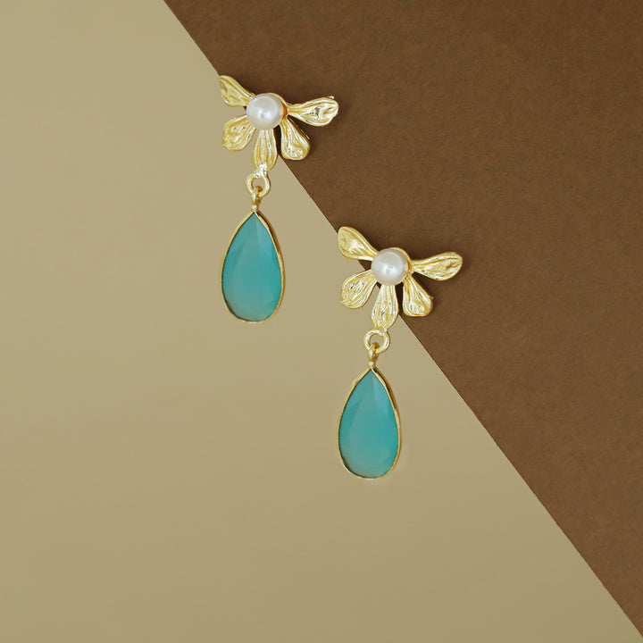 Bonnie Golden Half Flower Glossy Drop Earring