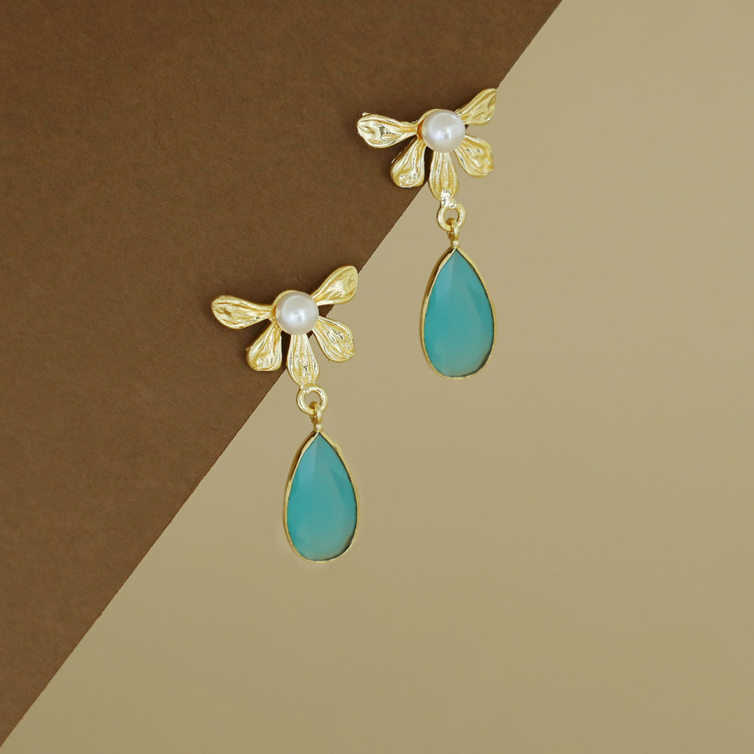 Bonnie Golden Half Flower Glossy Drop Earring
