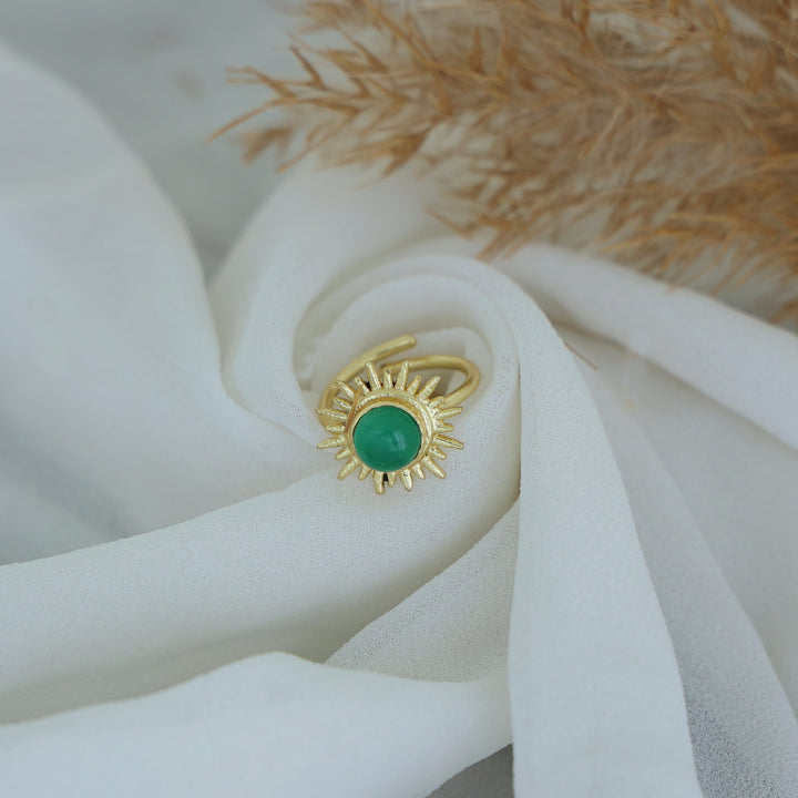 Jyoti Golden Sun Circle Stone Ring