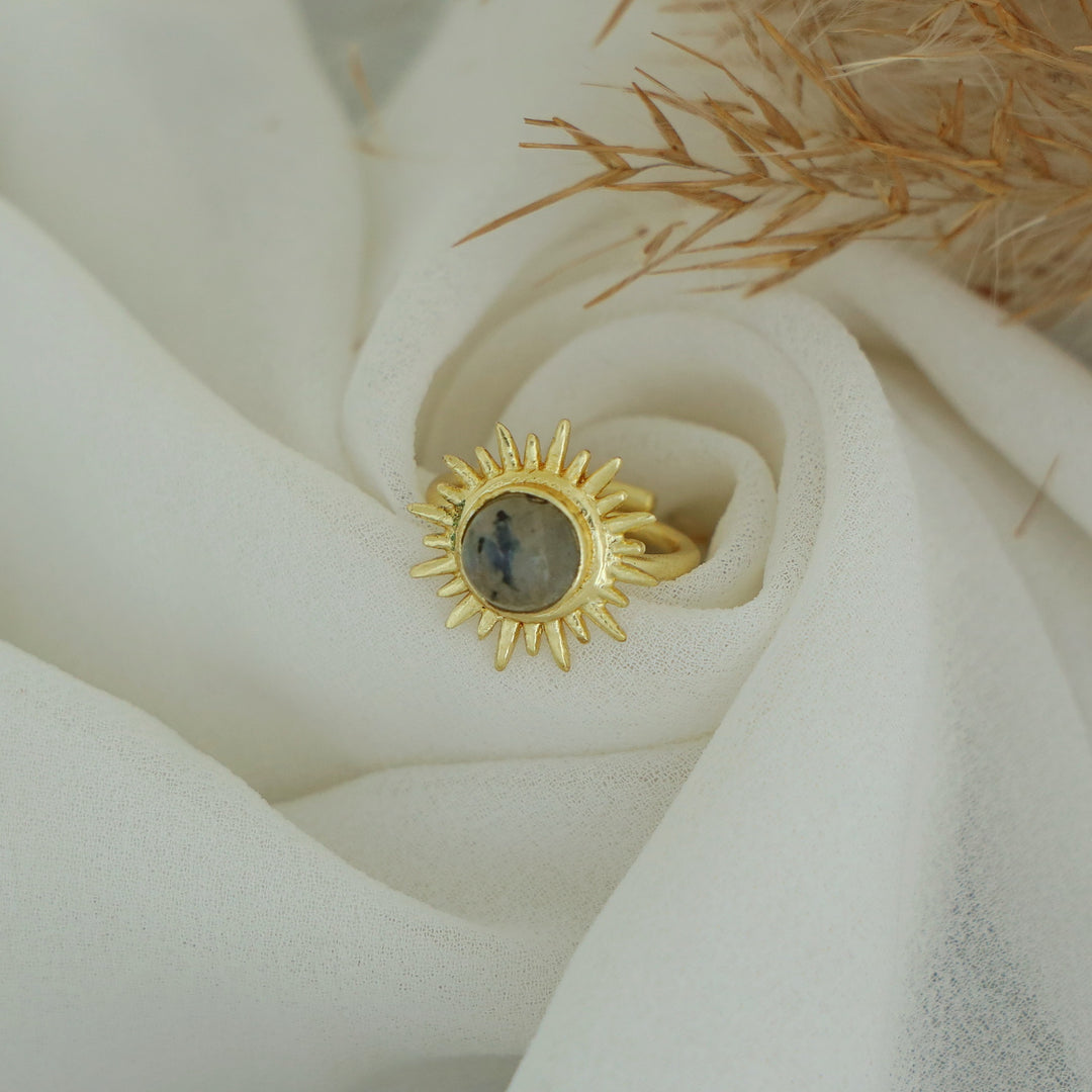Jyoti Golden Sun Circle Stone Ring