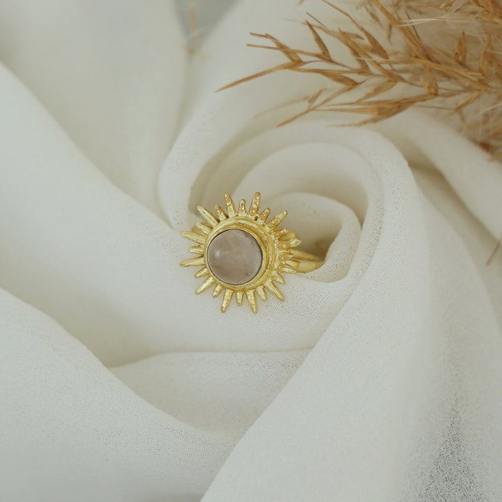 Jyoti Golden Sun Circle Stone Ring