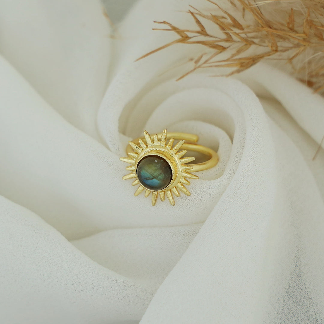 Jyoti Golden Sun Circle Stone Ring