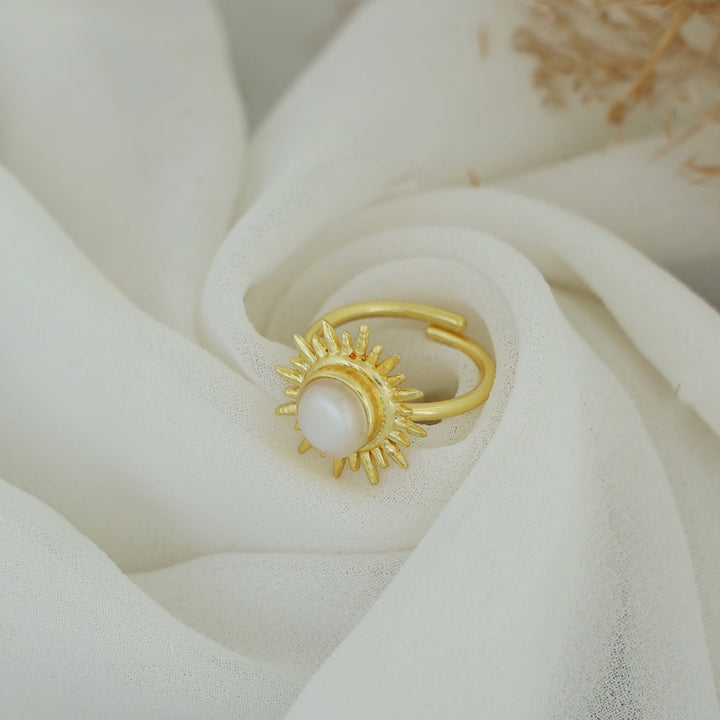 Jyoti Golden Sun Circle Stone Ring