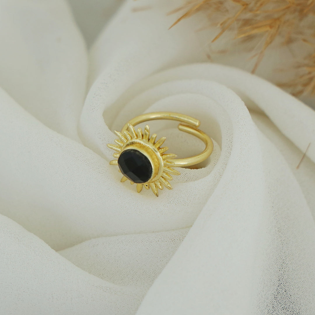 Jyoti Golden Sun Circle Stone Ring