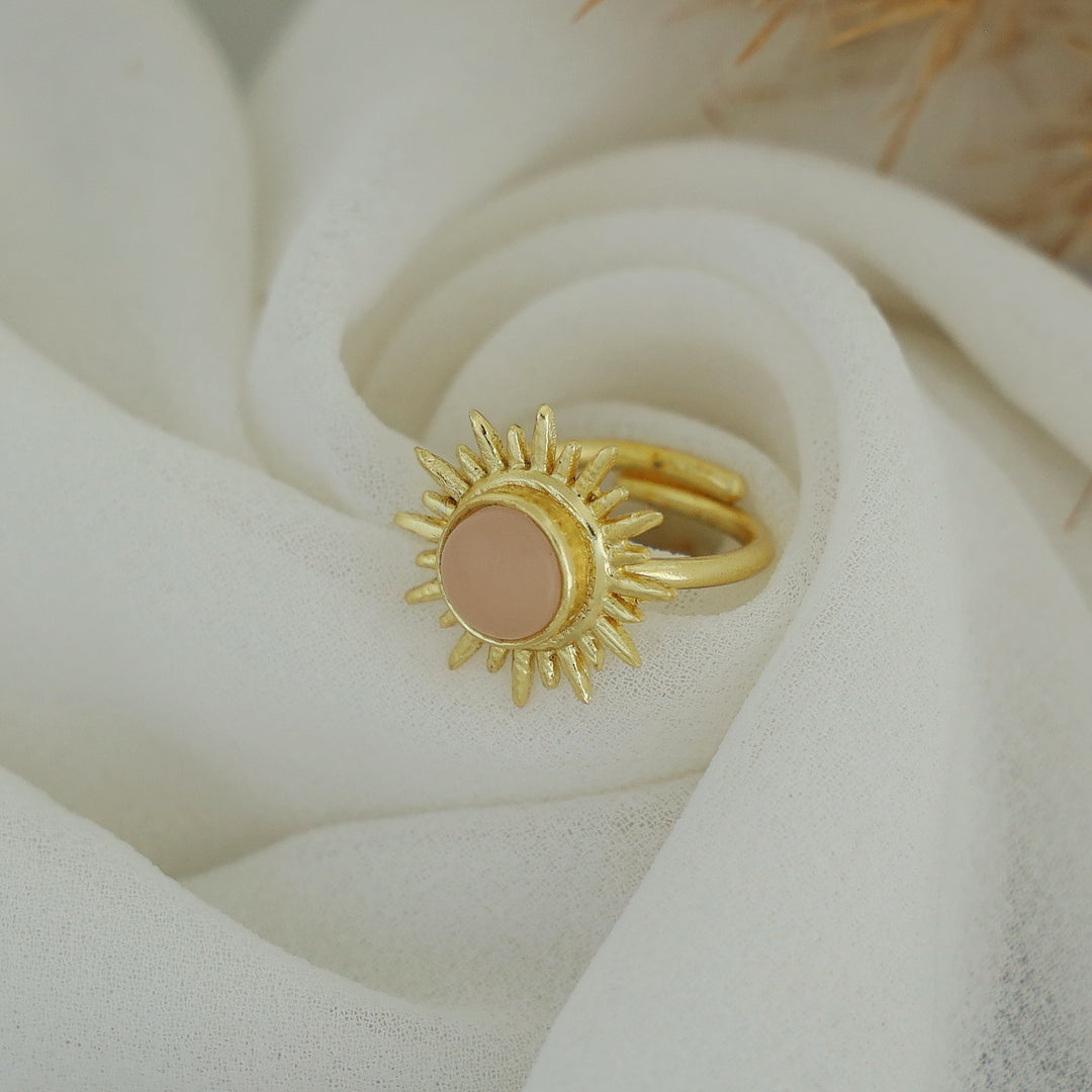 Jyoti Golden Sun Circle Stone Ring