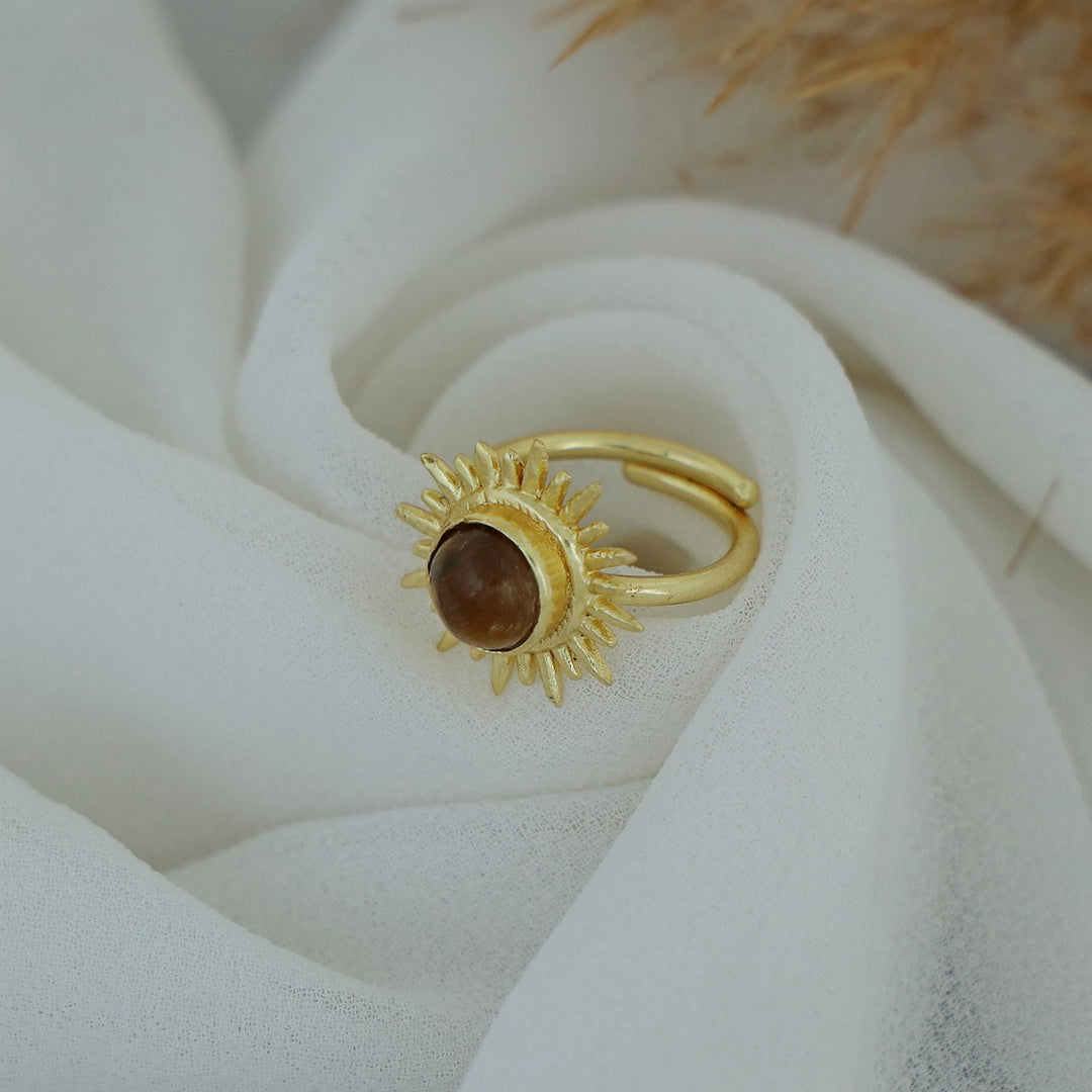 Jyoti Golden Sun Circle Stone Ring