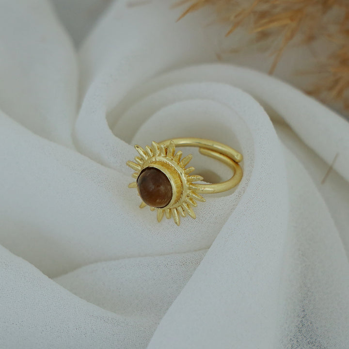 Jyoti Golden Sun Circle Stone Ring