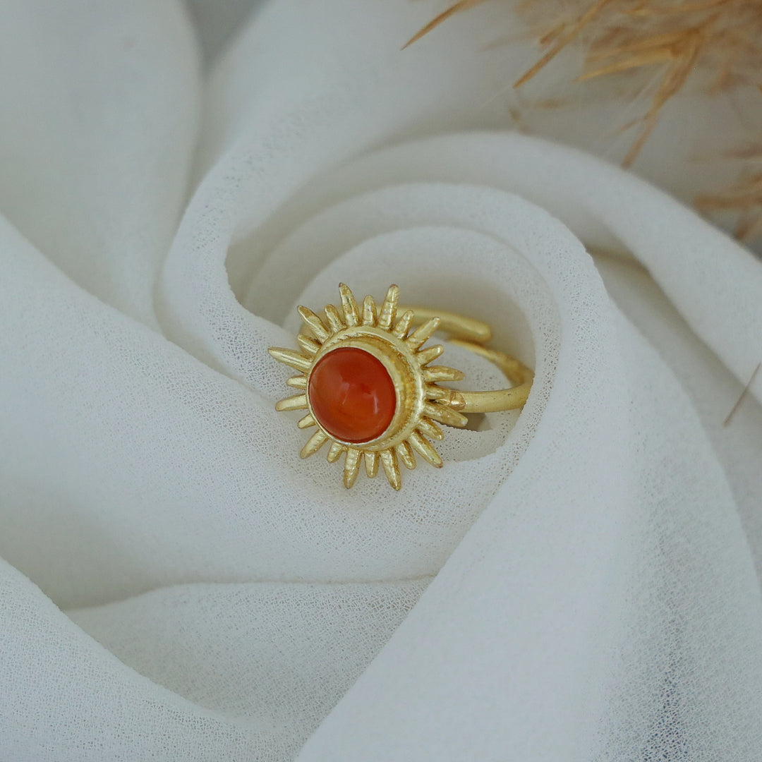 Jyoti Golden Sun Circle Stone Ring