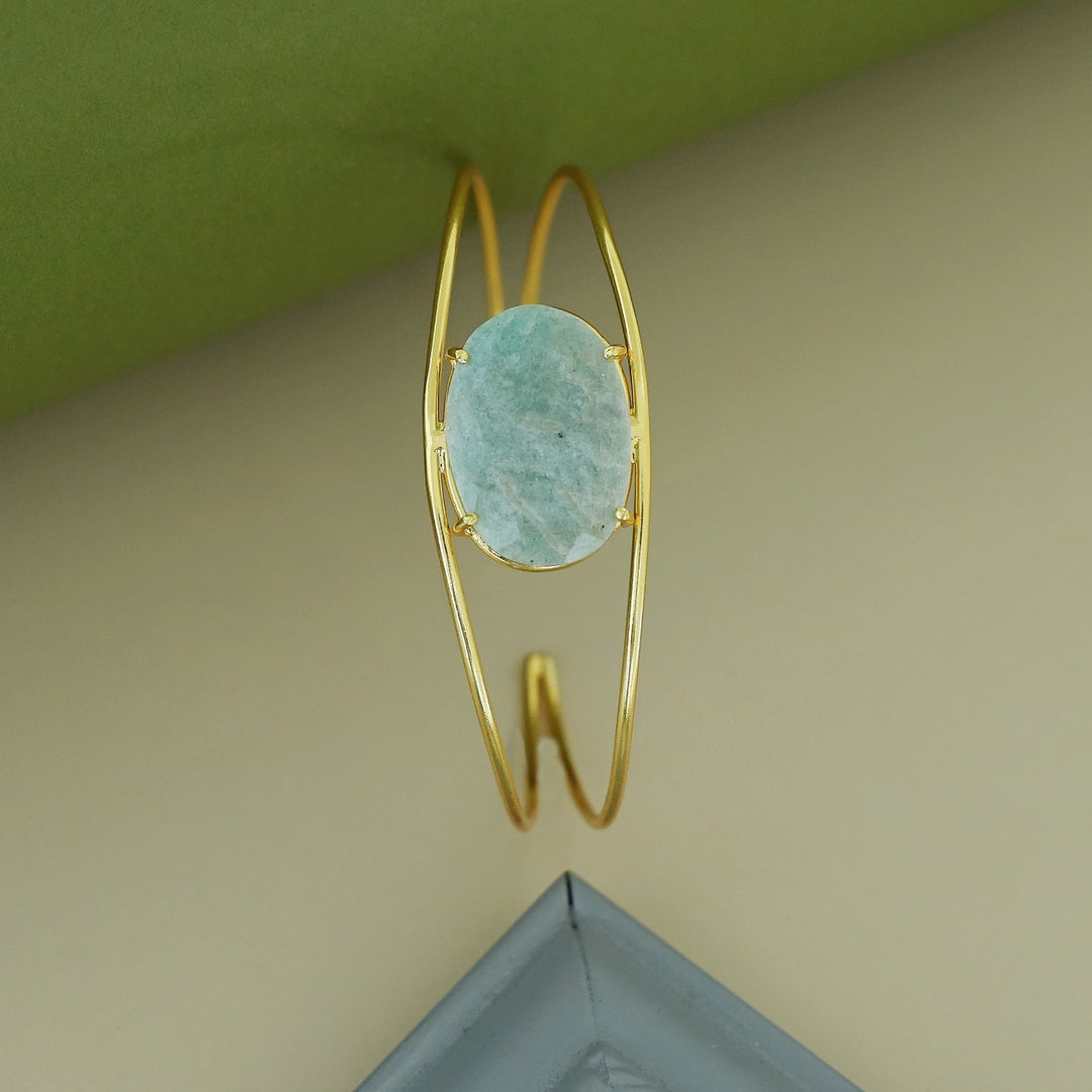 Disha Golden 2 Layer Claw Oval Stone Bangle