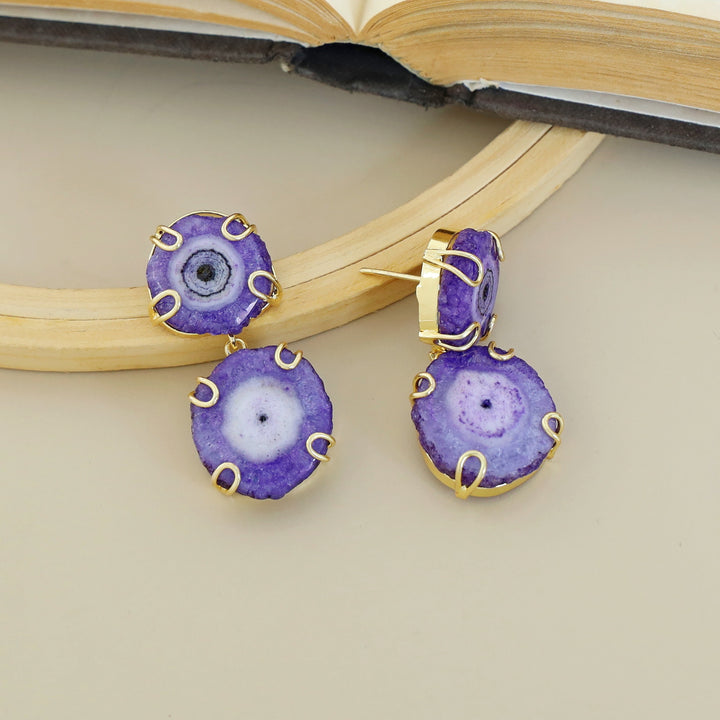 Carmilina 2 Layer Solar Agate Earring
